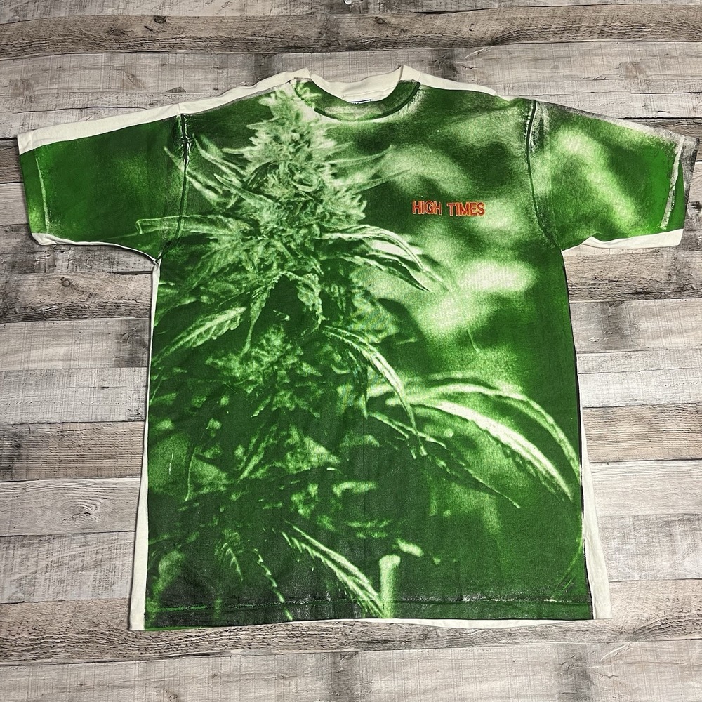 High Times Magazine Shirt Size XL White Vintage Aop Buds Weed Tee Cannabis Cup